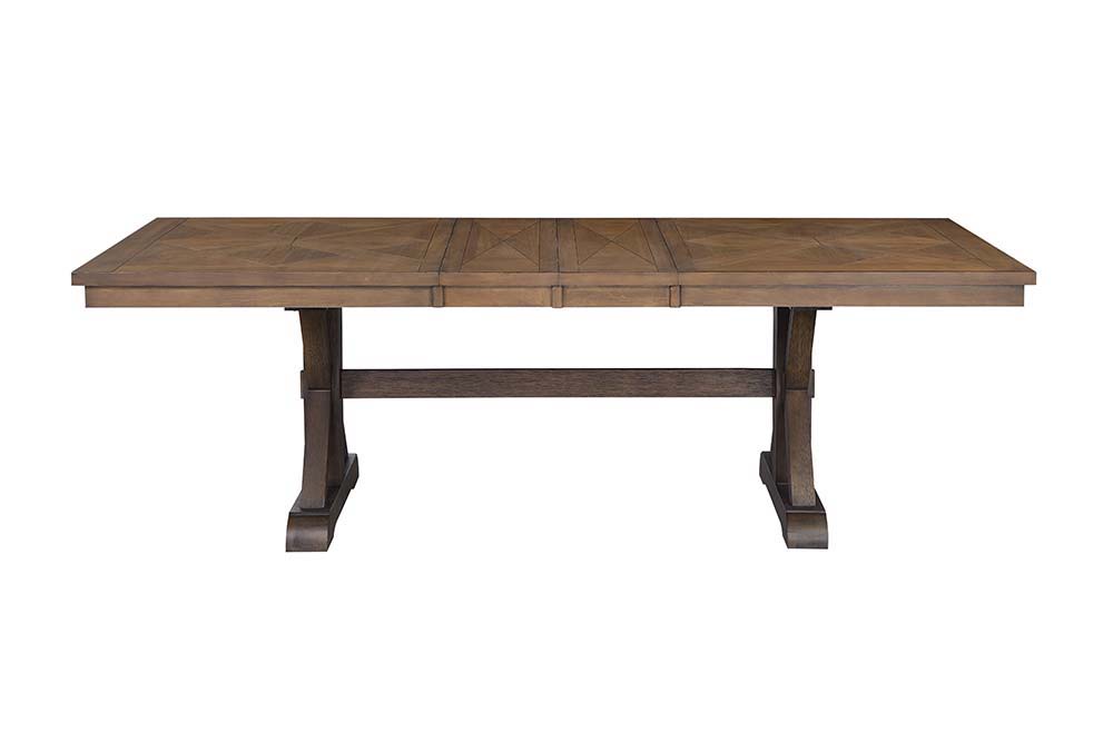Pascaline - Dining Table - Gray Fabric, Rustic Brown & Oak Finish Unique Piece Furniture