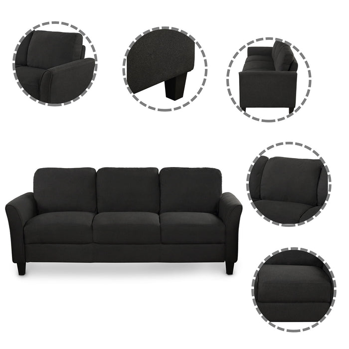 Living Room Furniture Loveseat Sofa And 3 Seat Sofa (Black)