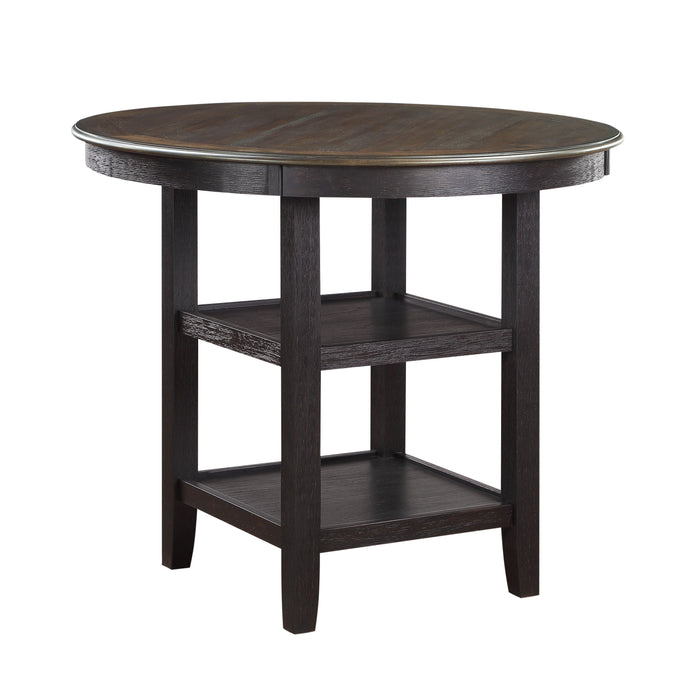 Brown And Black White Finish 1 Piece Counter Height Table With 2 Display Shelves Transitional Style Furniture