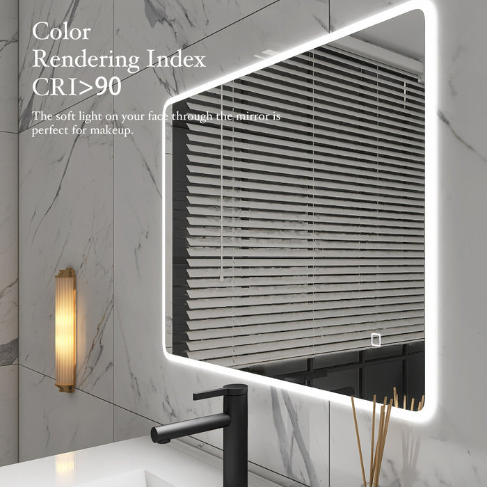 36 X 28" Large Rectangular Frameless Wall - Mount Anti-Fog LED Light Bathroom Vanity Mirror