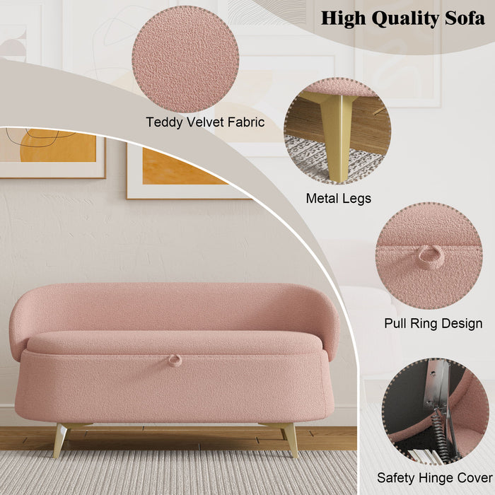 50" Multi-Functional Long Rectangular Bed End Storage Sofa Stool Teddy
