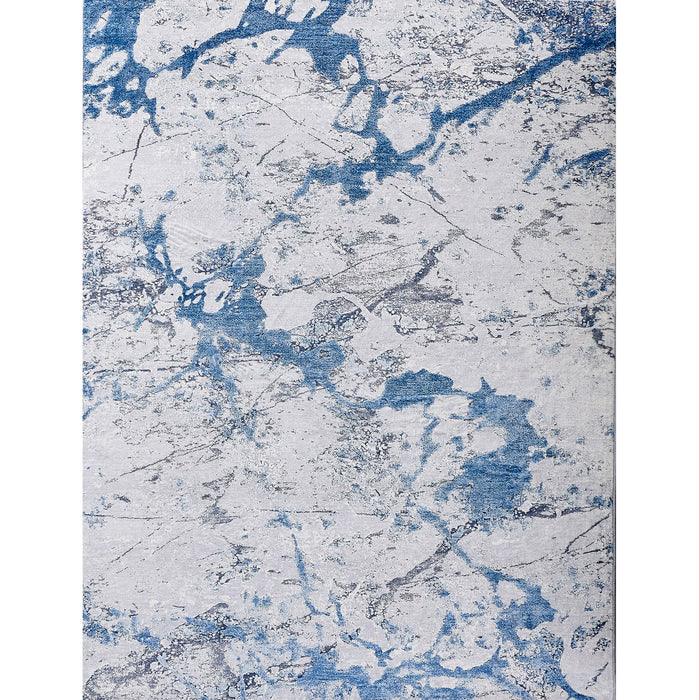 Zara Collection Abstract Design Machine Washable Super Soft Area Rug Silver Blue
