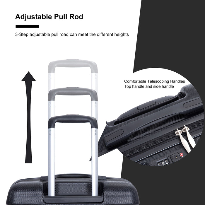 3 Piece Luggage Sets Piece Lightweight & Durable Expandable Suitcase With Two Hooks, Spinner Wheels, Tsa Lock, (21 / 25 / 29) Black