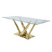 Barnard - Dining Table - Clear Glass & Mirrored Gold Finish Unique Piece Furniture
