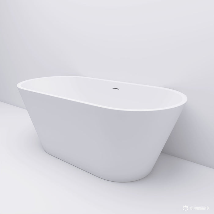 63" Acrylic Free Standing Tub - Classic Oval Shape Soaking Tub, Adjustable Freestanding Bathtub With Integrated Slotted Overflow And Chrome Pop-Up Drain Anti - Clogging Gloss White