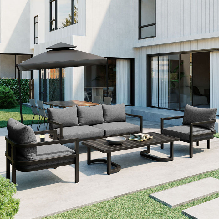 U_Style Multi-Person Outdoor Steel Sofa Set, Waterproof, Anti-Rust And Anti-Uv, Suitable For Gardens, Lawns