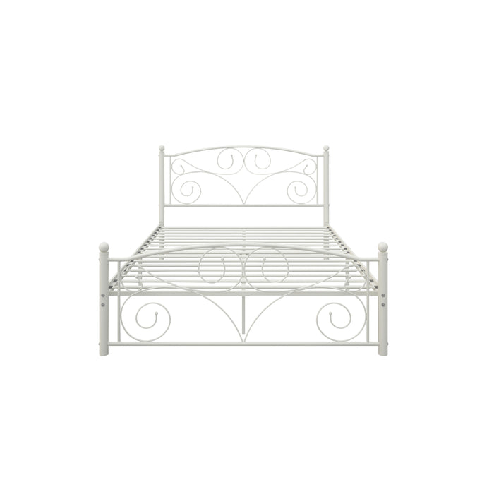 Full Size Unique Flower Sturdy System Metal Bed Frame With Headboard And Footboard