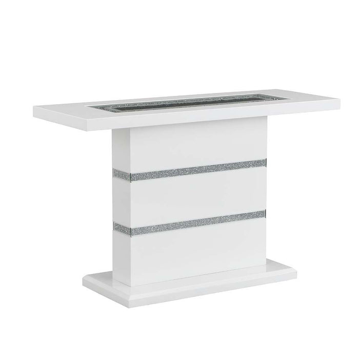 Elizaveta - Console Table - Faux Crystal Diamonds & White High Gloss Finish Unique Piece Furniture