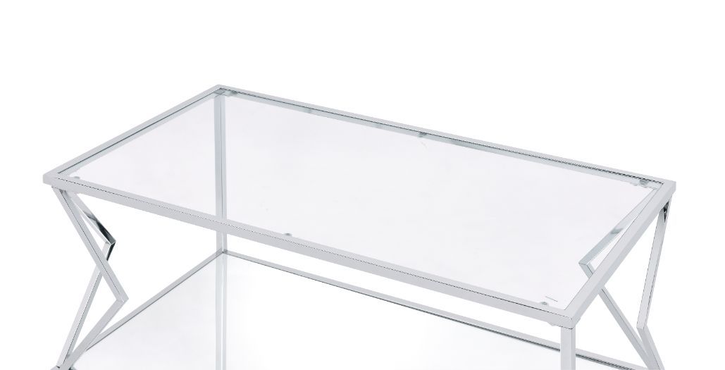 Virtue - Coffee Table - Clear Glass & Chrome Finish Unique Piece Furniture