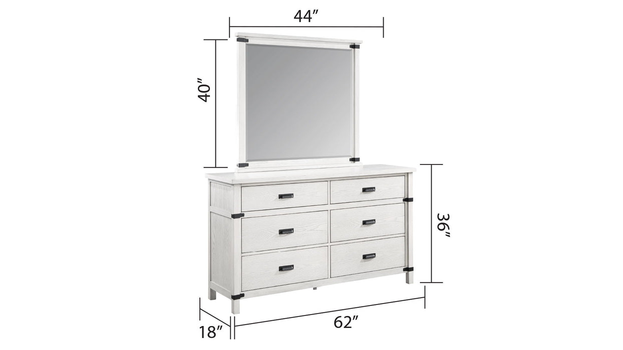 Loretta Modern Style 6 Drawer Dresser Made With Wood In Antique White