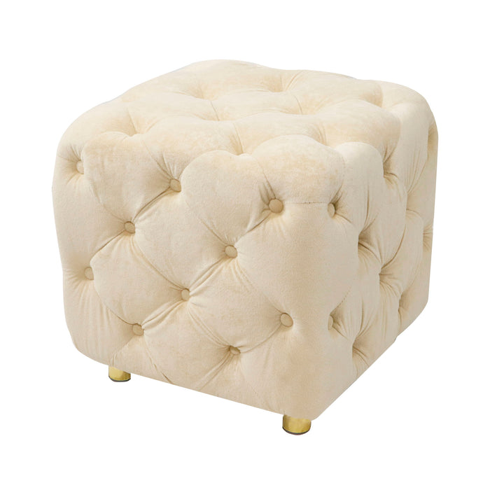 Beige Modern Upholstered Ottoman, Exquisite Small End Table, Soft Foot Stool, Dressing Makeup Chair, Comfortable Seat For Living Room, Bedroom, Entrance