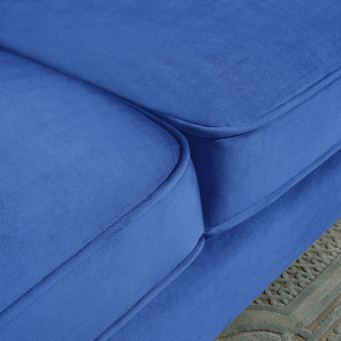 Velvet Loveseat With Pillows And Gold Finish Metal Leg For Living Room - Blue