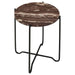 Latifa - Round Accent Table With Marble Top - Red And Black Unique Piece Furniture