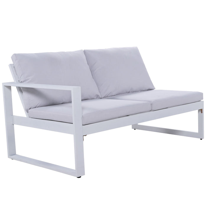 U_Style Industrial Style Outdoor Sofa Combination Set, 2 Love Sofa, 1 Single Sofa, 1 Table, 2 Bench