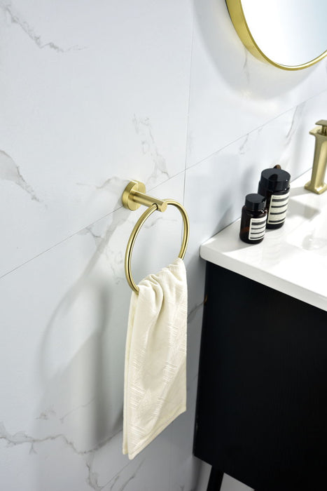 6 Pieces Brushed Gold Bathroom Hardware Set Sus304 Stainless Steel Round  Wall Mounted Includes Hand Towel Bar, Toilet Paper Holder, Robe Towel Hooks  Quick Shipping Available at Unique Piece Furniture Dallas 