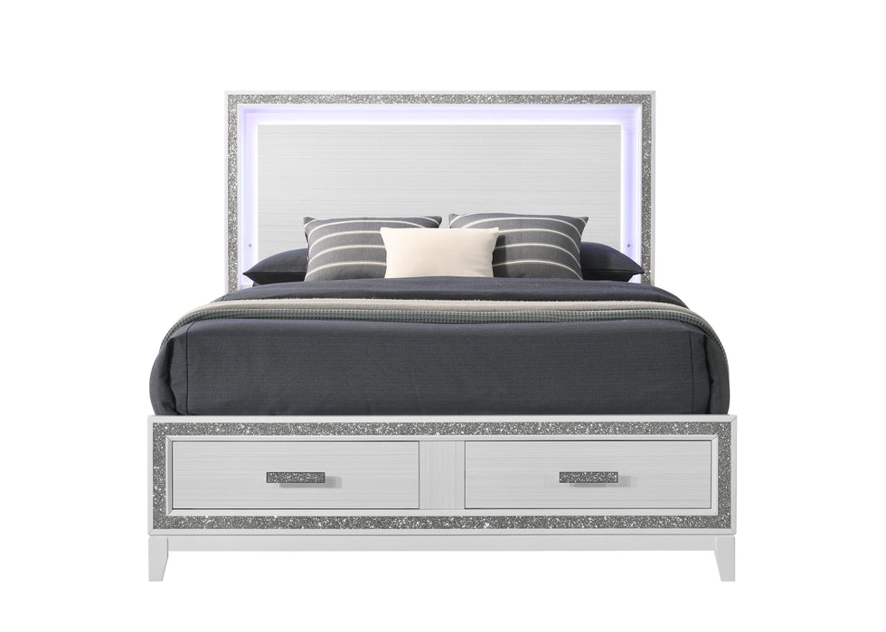Acme Haiden Queen Bed With Storage Led & White Finish