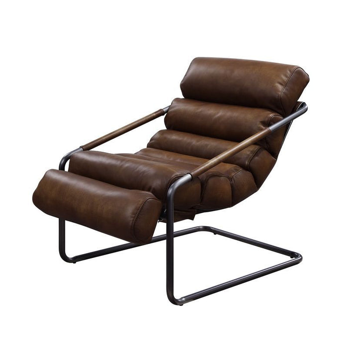 Dolgren - Accent Chair - Sahara Top Grain Leather & Matt Iron Finish Unique Piece Furniture