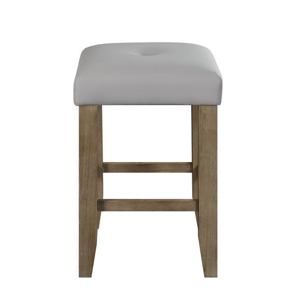Charnell - Counter Height Chair (Set of 2) - Gary PU & Oak Finish Unique Piece Furniture