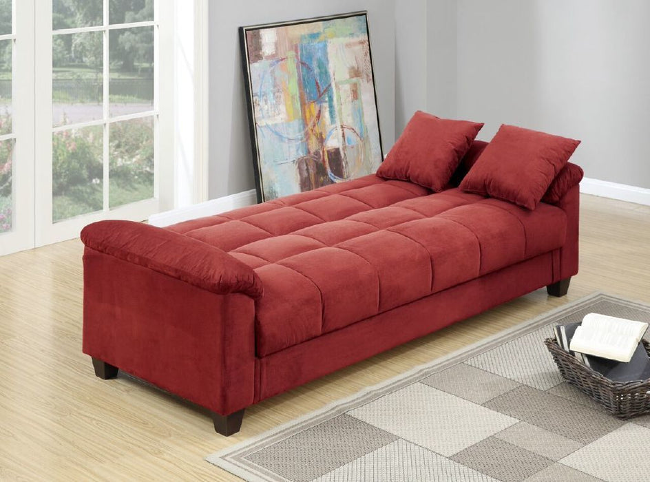 Contemporary Living Room Adjustable Sofa Red Color Microfiber Plush Storage Couch 1 Piece Futon Sofa Pillows