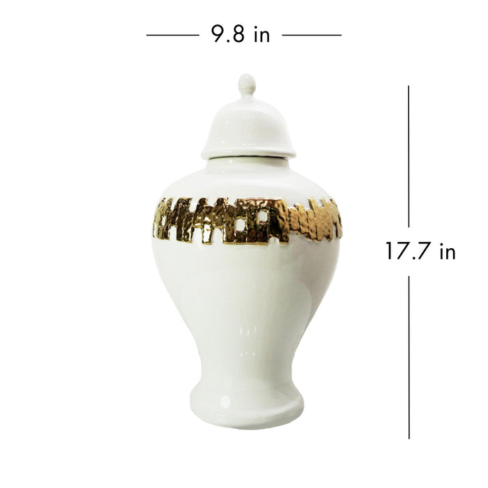 Jar With Gold Ornament - White / Gold