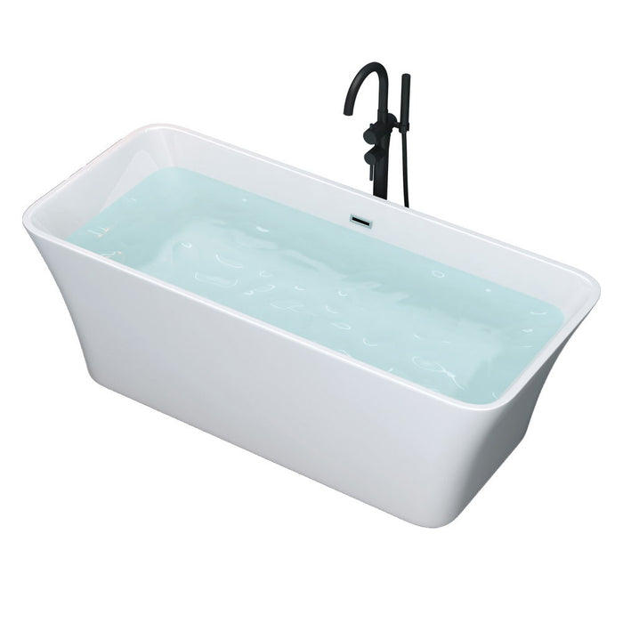 Acrylic Alcove Freestanding Soaking Bathtub With Flexible Drain
