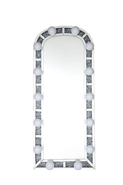 Noralie - Accent Floor Mirror - Mirrored & Faux Diamonds