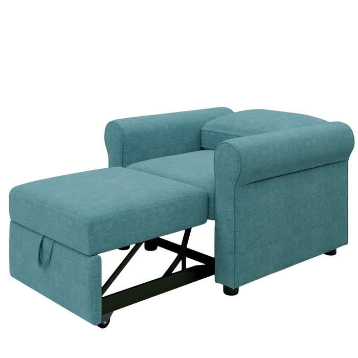 3-In-1 Sofa Bed Chair, Convertible Sleeper Chair Bed, Adjust Backrest Into A Sofa, Lounger Chair, Single Bed, Modern Chair Bed Sleeper For Adults, Teal