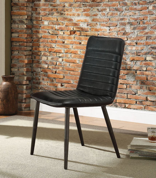 Hosmer - Side Chair (Set of 2) - Black Top Grain Leather & Antique Black Unique Piece Furniture