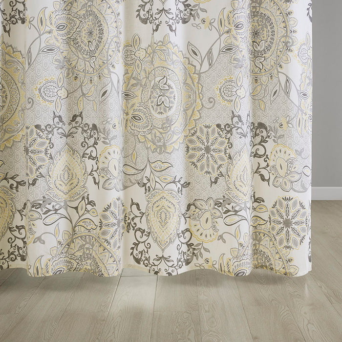 Printed Cotton Shower Curtain - Yellow