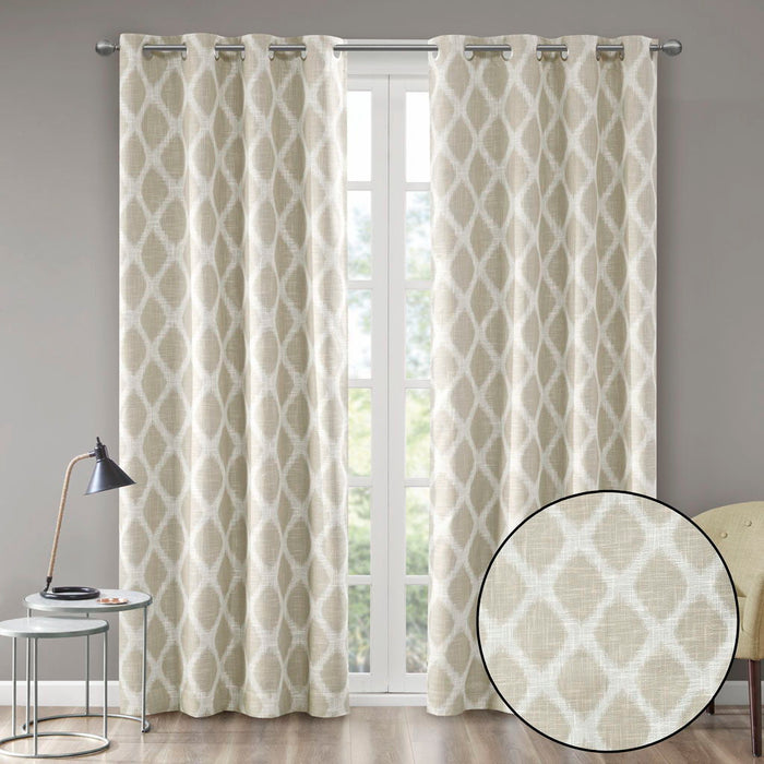 Printed Ikat Blackout Curtain Panel, Taupe