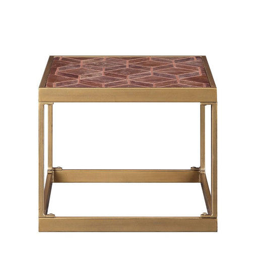 Genevieve - End Table - Retro Brown Top Grain Leather Unique Piece Furniture