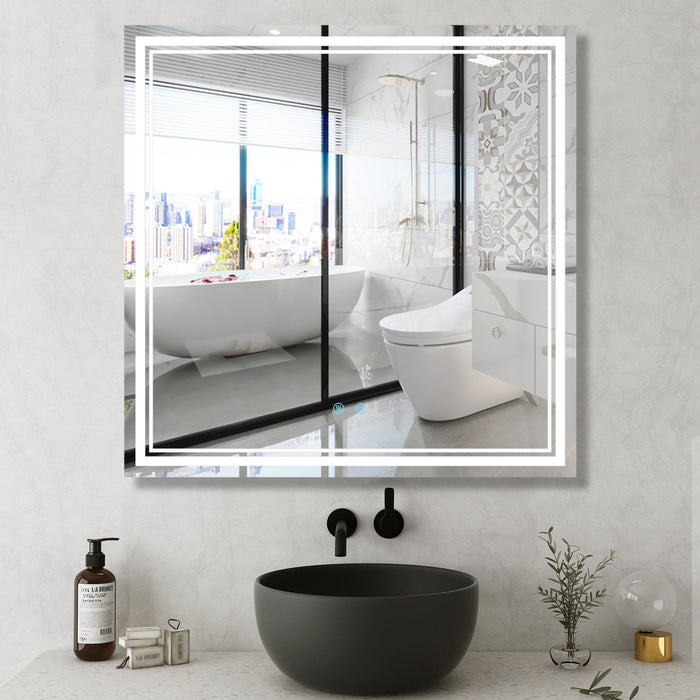 36 X 36 Led Mirror For Bathroom, Led Vanity Mirror, Adjustable 3 Color, Dimmable Vanity Mirror With Lights, Anti-Fog, Touch Control Wall Mounted, Vertical