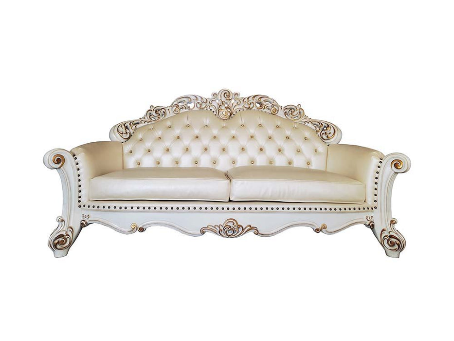 Vendom - Sofa - Champagne PU & Antique Pearl Finsih Unique Piece Furniture