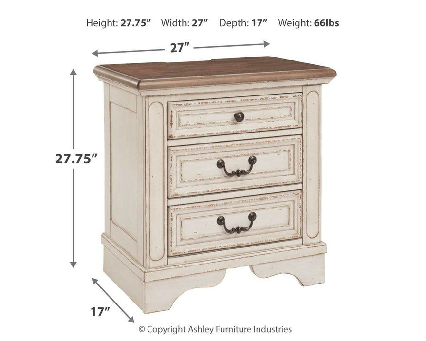 Realyn - White / Brown / Beige - Three Drawer Night Stand Unique Piece Furniture