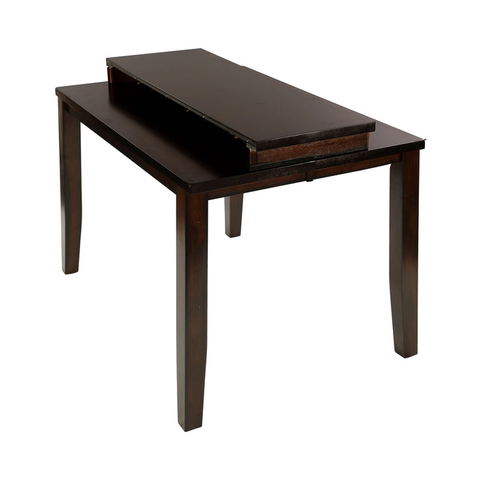Cherry Finish Transitional 1 Piece Counter Height Table With Extension Leaf Mango Veneer Wood Dining Furniture