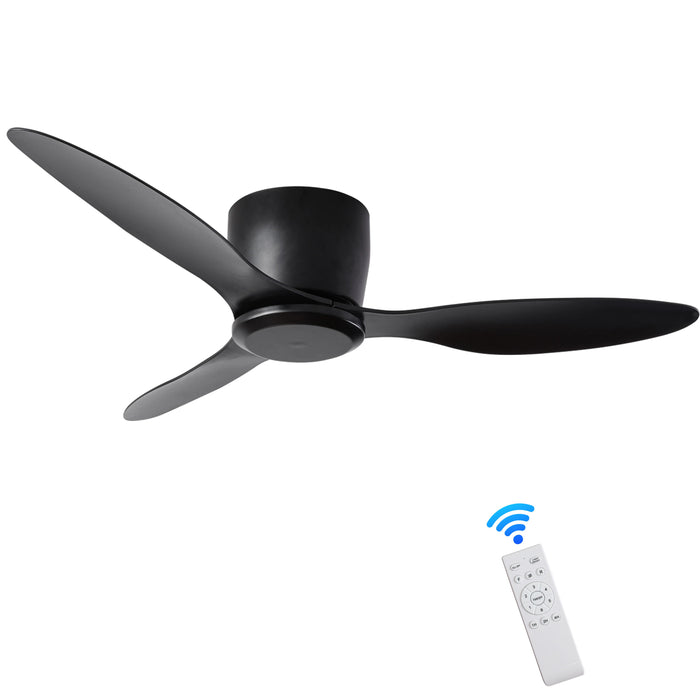 52" Ceiling Fan With Remote Control, Ceiling Fans Outdoor/Indoor With 6 Speeds Reversible Dc Motor Ceiling Fans No Lights Modern For Kitchen, Bedroom, Living Room, Farmhouse, Patios (Black)