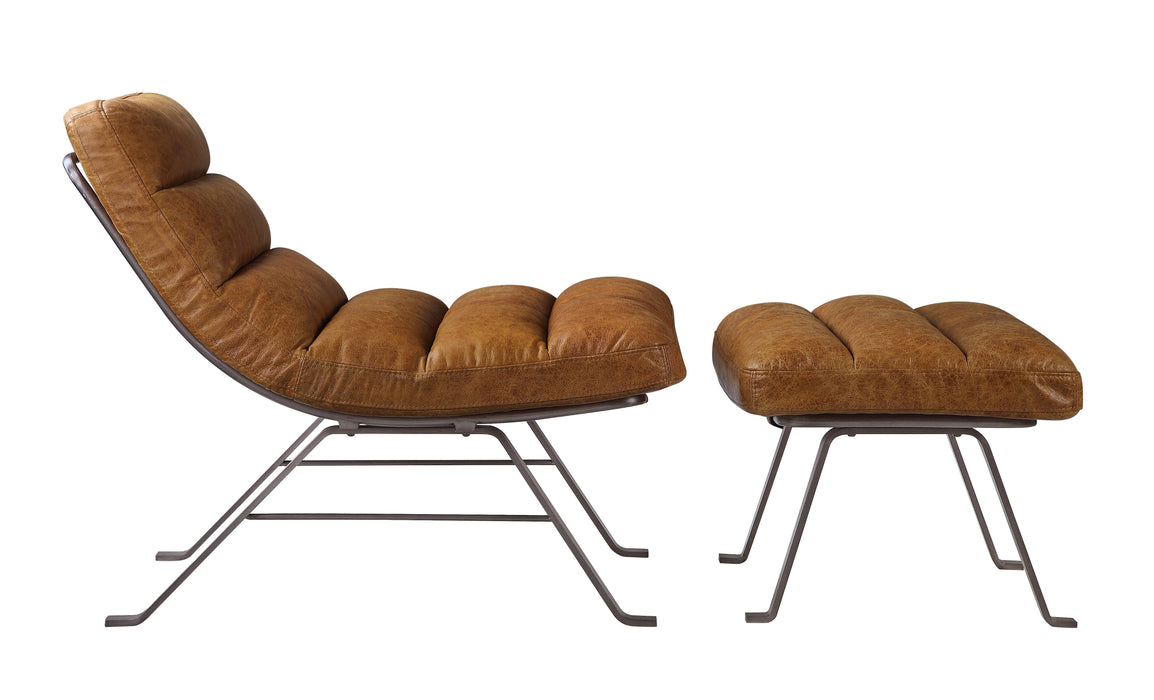 Bison - Ottoman - Toffee Top Grain Leather Unique Piece Furniture
