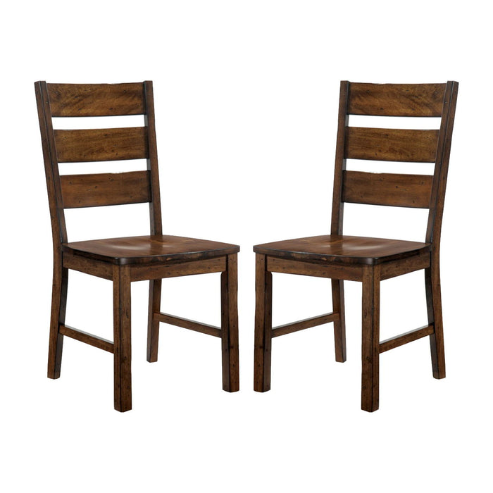 (Set of 2) Wooden Side Chairs In Walnut Finish