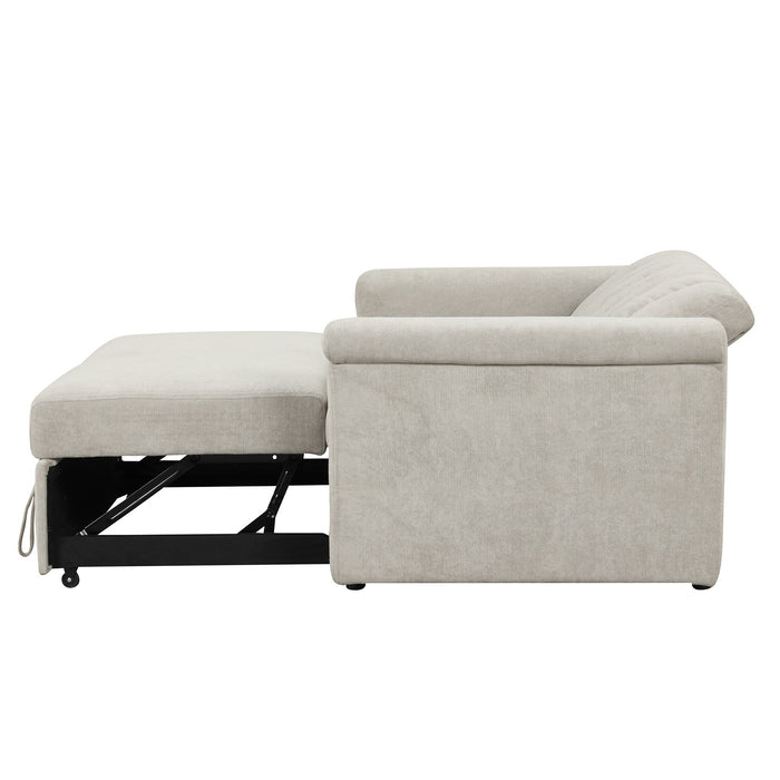 U_Style Convertible Soft Cushion Sofa Pull Bed, For Two People To Sit - Beige