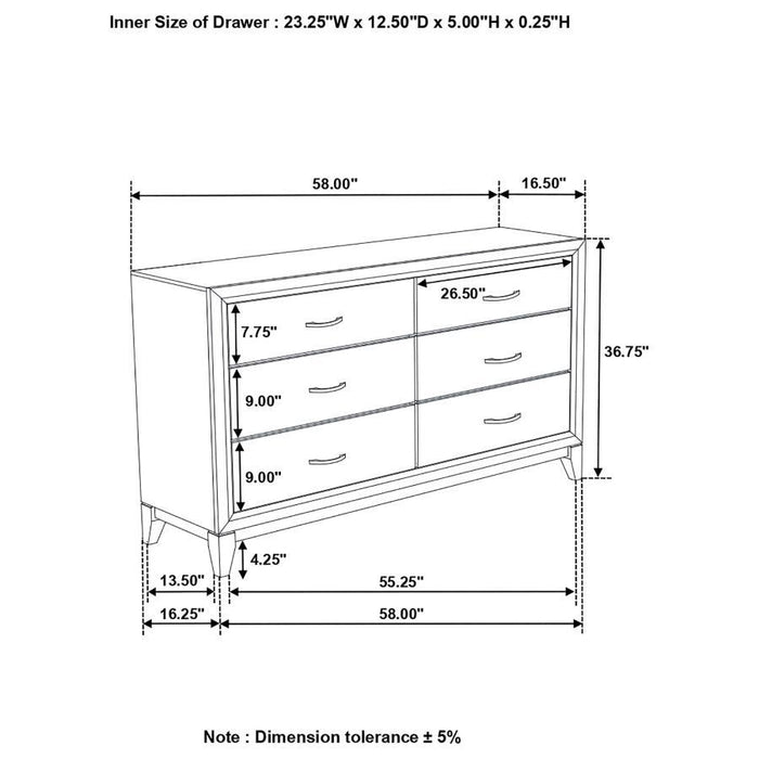 Watson - 6-Drawer Dresser - Gray Oak And Black Unique Piece Furniture