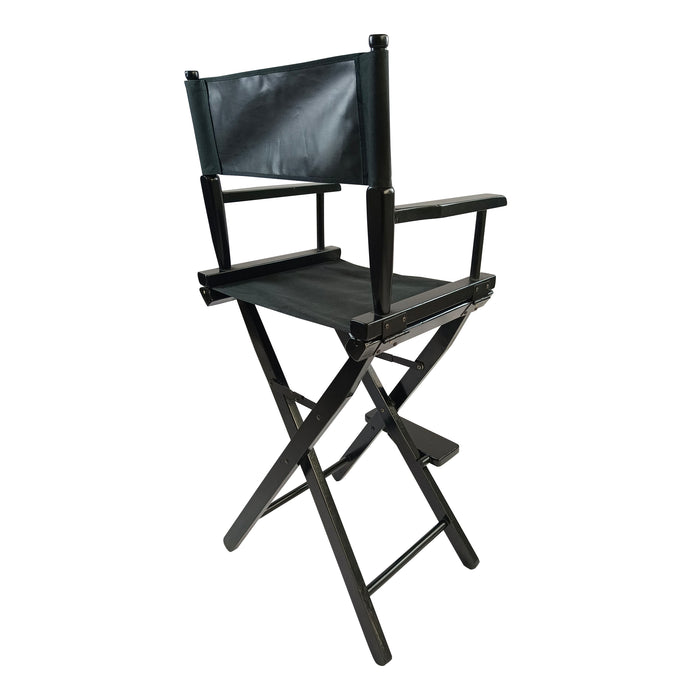 Casual Home Director's Chair, Black Frame / Black Canvas, Suitable For Adults, Foldable Style, (Set of 2) Populus - Black
