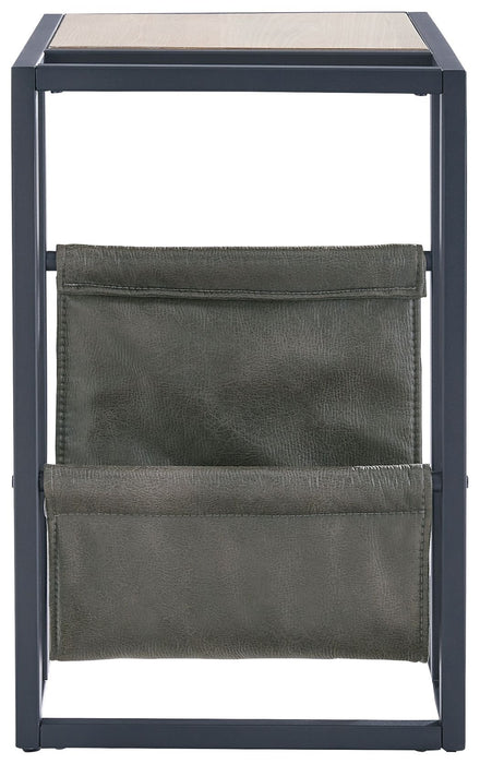 Freslowe - Light Brown / Black - Chair Side End Table With Magazine Basket Unique Piece Furniture