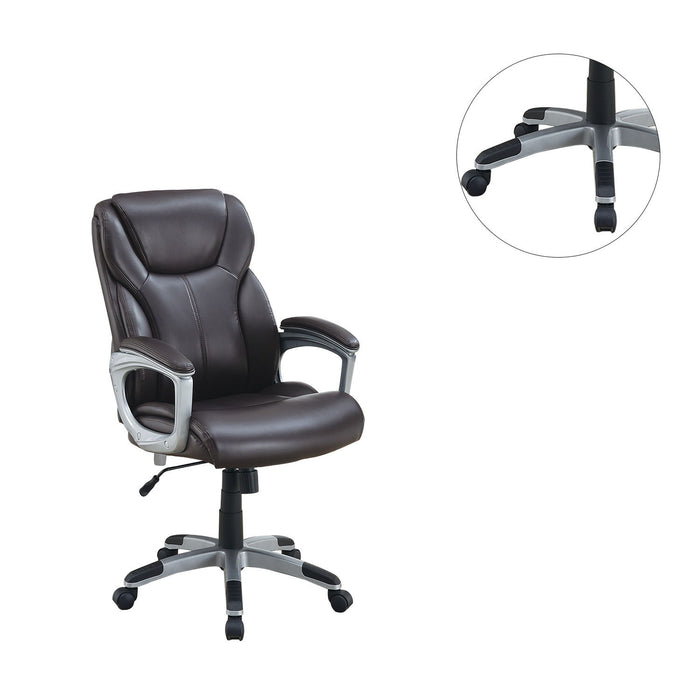 Adjustable Height Office Chair With PU Leather, Brown