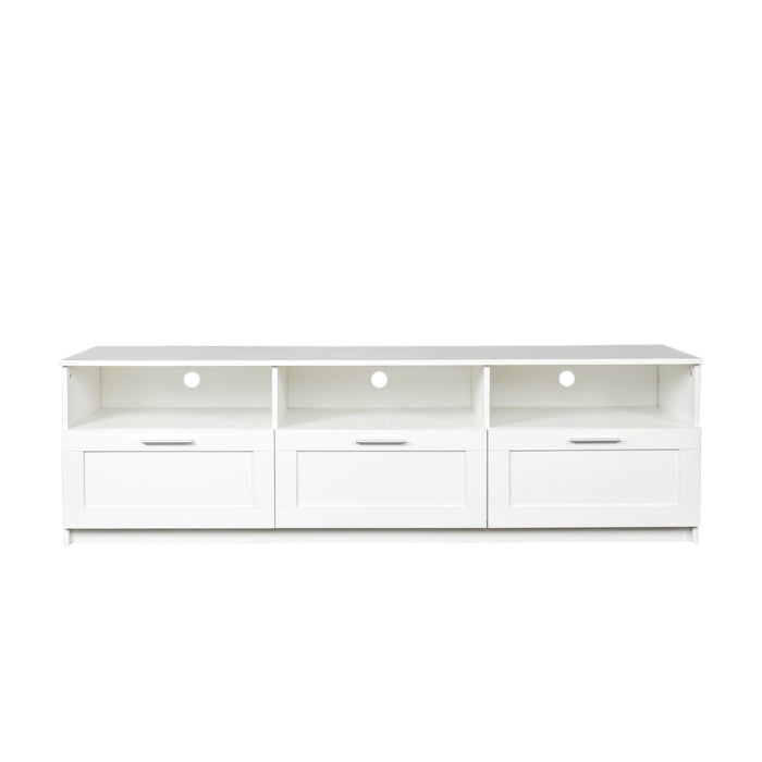 White Modern Minimalist TV Cabinet 80" TV Stand, Open Locker Bedroom