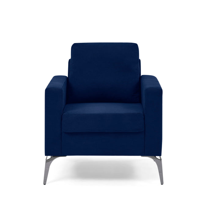 Sofa Chair, With Square Arms And Tight Back, Corduroy Navy