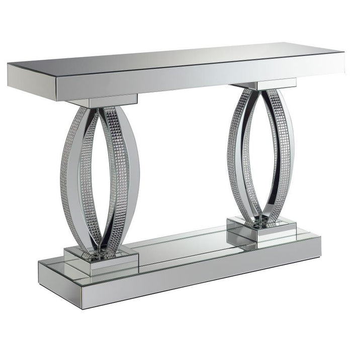 Amalia - Rectangular Sofa Table With Shelf - Clear Mirror Unique Piece Furniture