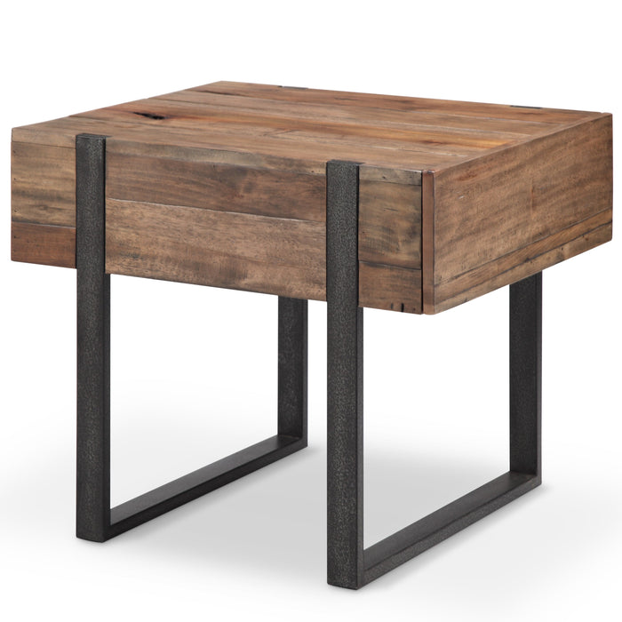 Prescott - Modern Reclaimed Wood Rectangular End Table - Rustic Honey Unique Piece Furniture