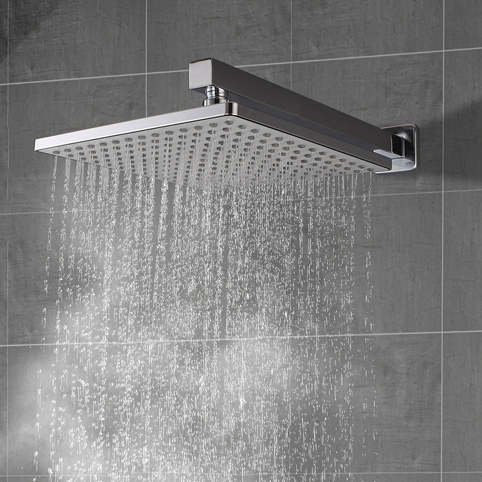 10 Inch Rain Shower Head System Shower Combo Set Bathroom Wall Mount Mixer Shower Faucet Rough In Valve And Shower Arm Included - Chrome