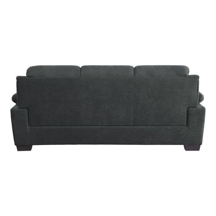 Comfortable Plush Seating Sofa 1 Piece Dark Gray Textured Fabric Channel Tufting Solid Wood Frame Modern Living Room Furniture