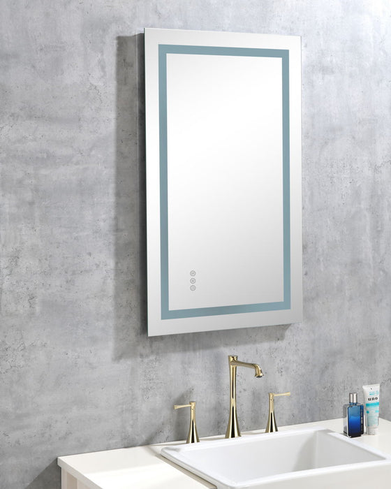 LED Bathroom Mirror, Framed Gradient Front And Backlit LED Mirror For Bathroom, 3 Colors Dimmable, Enhanced Anti Fog Wall Mounted Lighted Vanity Mirror - Gray